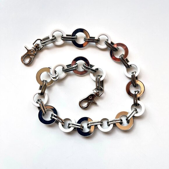 Franchi Collection White Patent Leather Fold Over Convertible Shoulder Bag Purse - Picture 3 of 6